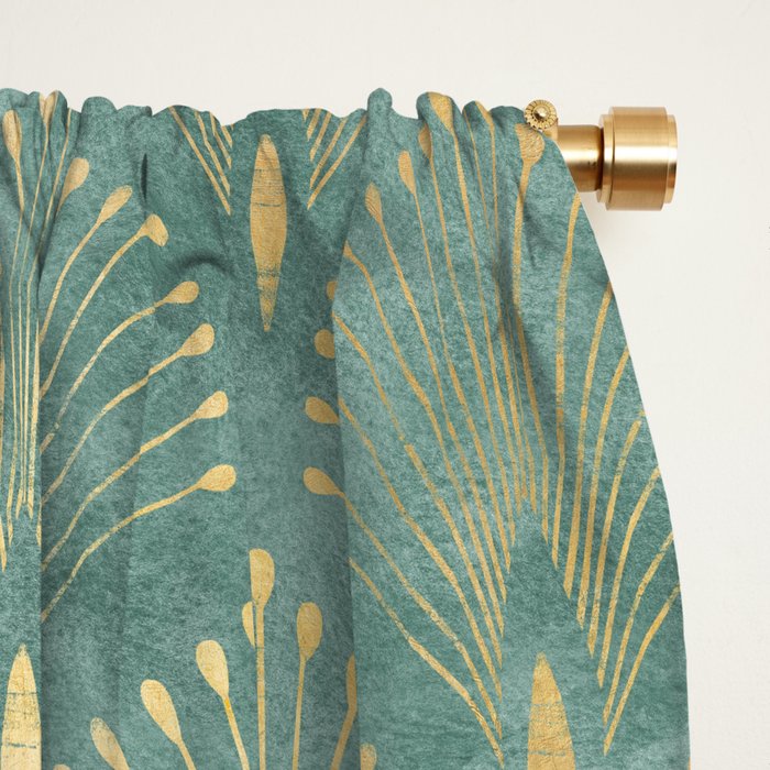 Art Deco, Decorative Leaf Pattern Window Curtain Gallery Image 2