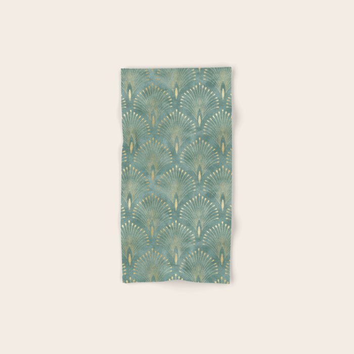 Art Deco, Decorative Leaf Pattern Bath Towel Gallery Image 1
