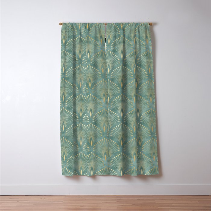 Art Deco, Decorative Leaf Pattern Window Curtain Gallery Image 3