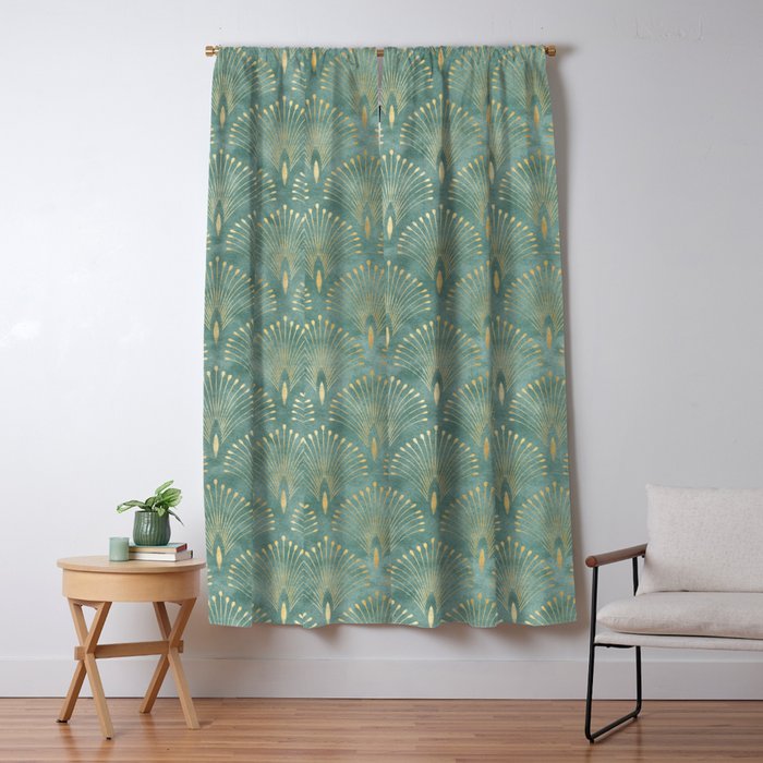 Art Deco, Decorative Leaf Pattern Window Curtain Gallery Image 5