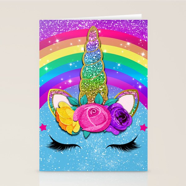Rainbow Sparkle Unicorn Stationery Card