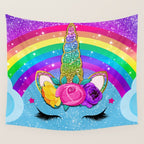 Rainbow Sparkle Unicorn Wall Tapestry Gallery Image 4