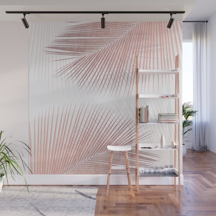 Palm leaf synchronicity - rose gold Wall Mural Gallery Image 1