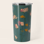 Pastel Floral on Emerald Green Travel Mug Gallery Image 1
