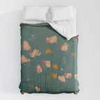 Pastel Floral on Emerald Green Duvet Cover Gallery Image 6