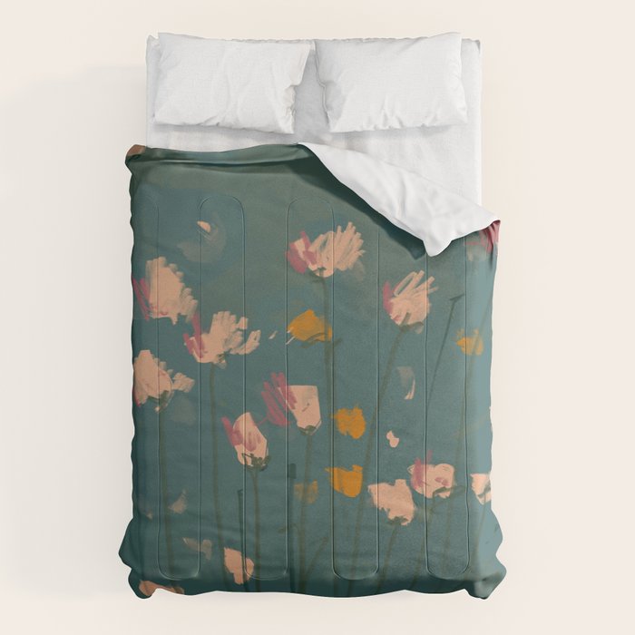 Pastel Floral on Emerald Green Comforter Gallery Image 6