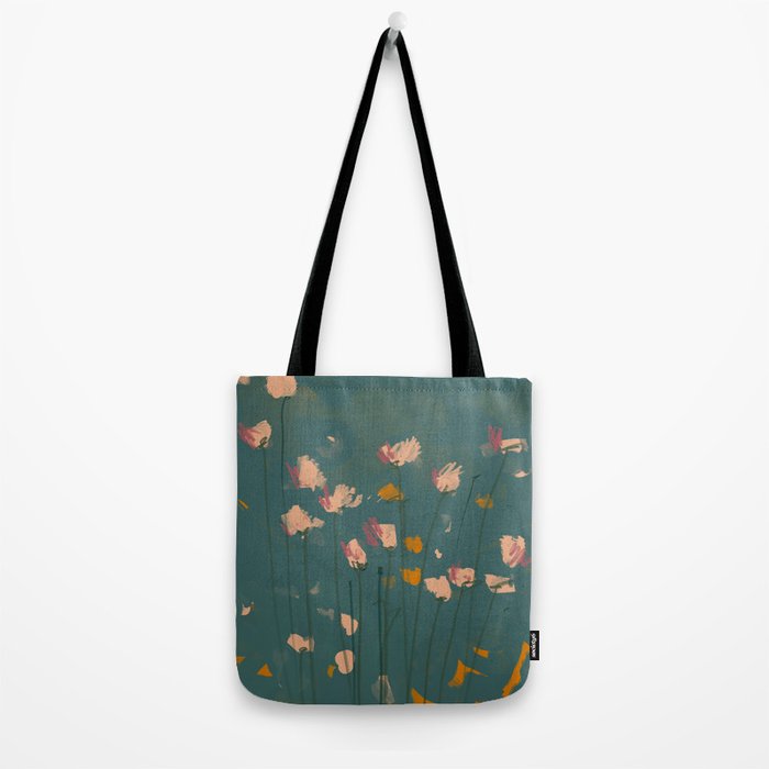 Pastel Floral on Emerald Green Tote Bag Gallery Image 2
