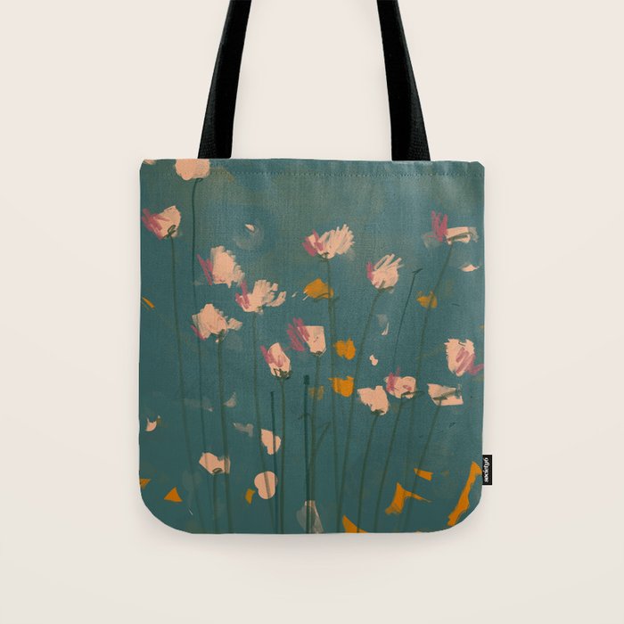 Pastel Floral on Emerald Green Tote Bag Gallery Image 1