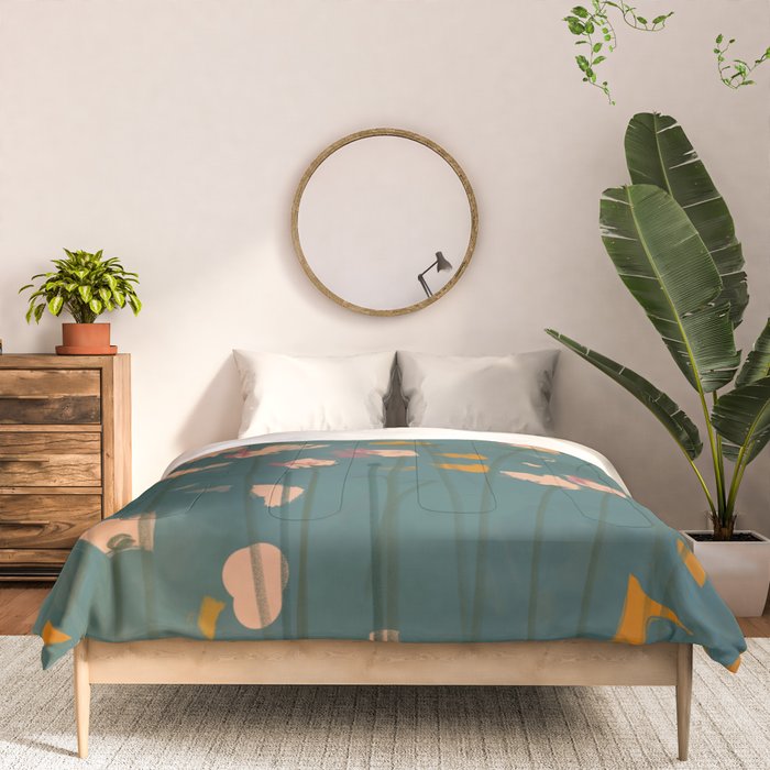 Pastel Floral on Emerald Green Comforter Gallery Image 3