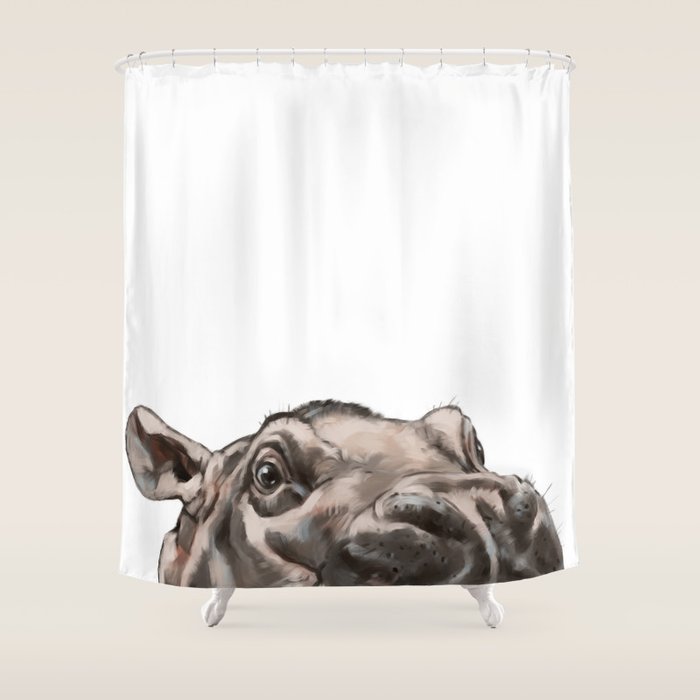 Peeking Baby Hippo Shower Curtain Gallery Image 1