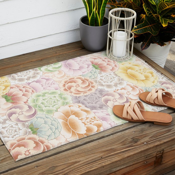 Field of peony flowers Outdoor Rug Gallery Image 2