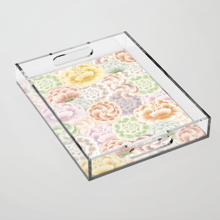 Field of peony flowers Acrylic Tray Gallery Image 1