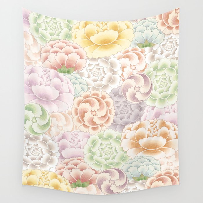 Field of peony flowers Wall Tapestry Gallery Image 4