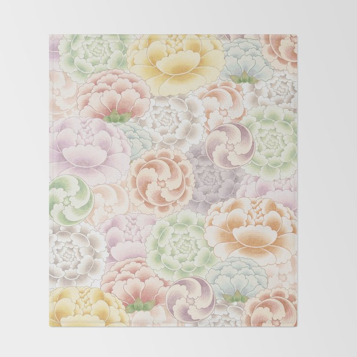 Field of peony flowers Throw Blanket Gallery Image 2