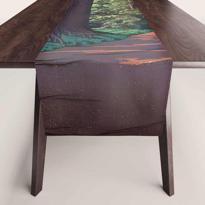 NikkÃ´ gaidÃ´ - Hasui Kawase - The Road to Nikko Kawase Hasui Table Runner Gallery Image 1