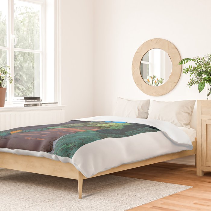 NikkÃ´ gaidÃ´ - Hasui Kawase - The Road to Nikko Kawase Hasui Duvet Cover Gallery Image 2