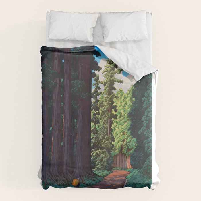 NikkÃ´ gaidÃ´ - Hasui Kawase - The Road to Nikko Kawase Hasui Duvet Cover Gallery Image 1