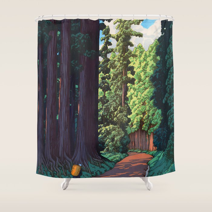 NikkÃ´ gaidÃ´ - Hasui Kawase - The Road to Nikko Kawase Hasui Shower Curtain Gallery Image 1