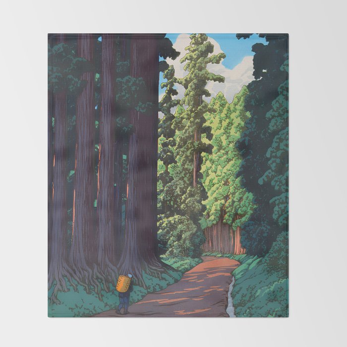 NikkÃ´ gaidÃ´ - Hasui Kawase - The Road to Nikko Kawase Hasui Throw Blanket Gallery Image 2
