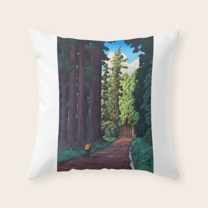 NikkÃ´ gaidÃ´ - Hasui Kawase - The Road to Nikko Kawase Hasui Throw Pillow Gallery Image 6