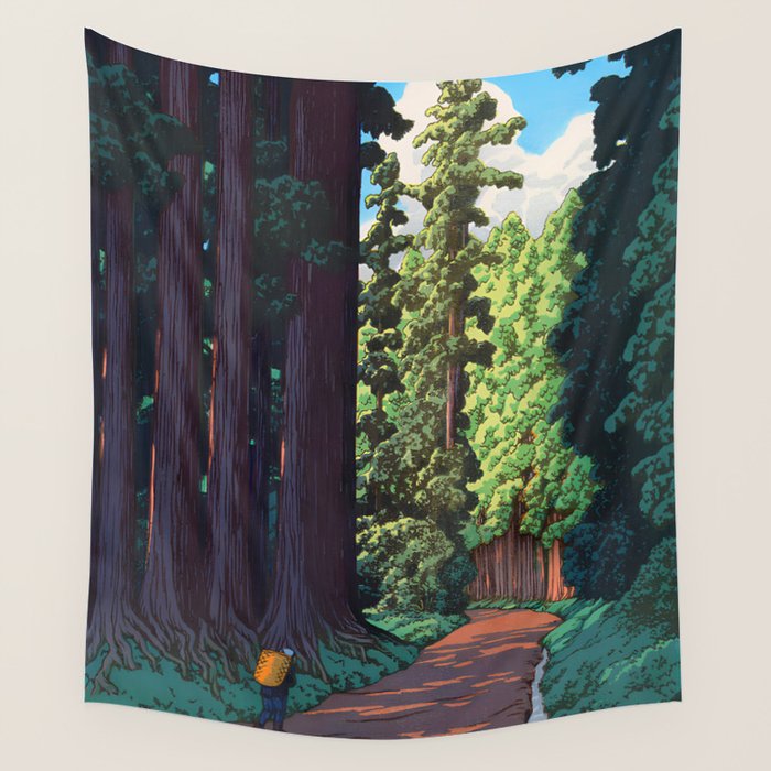 NikkÃ´ gaidÃ´ - Hasui Kawase - The Road to Nikko Kawase Hasui Wall Tapestry Gallery Image 4