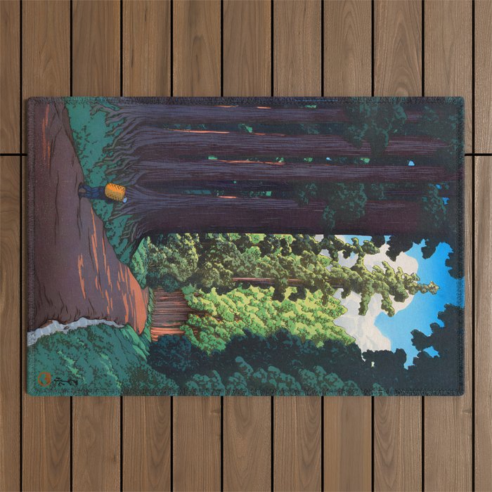 NikkÃ´ gaidÃ´ - Hasui Kawase - The Road to Nikko Kawase Hasui Outdoor Rug Gallery Image 1