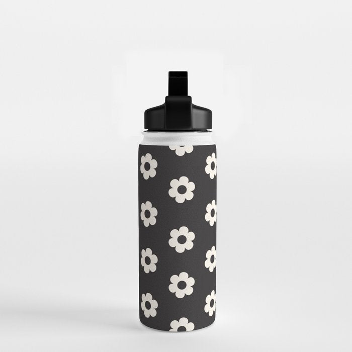 Black and White Daisy Flower Water Bottle Gallery Image 2