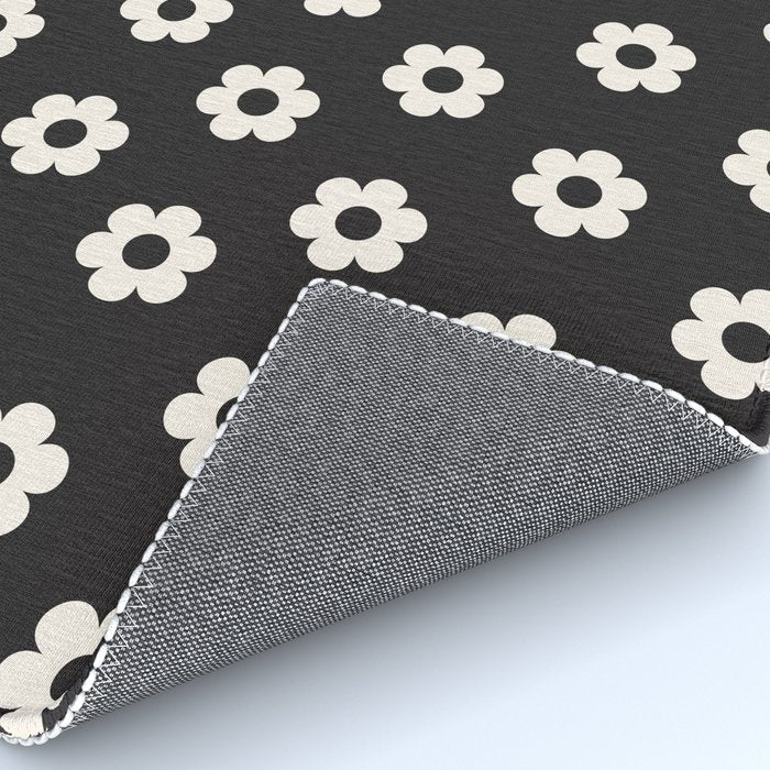 Black and White Daisy Flower Rug Gallery Image 4