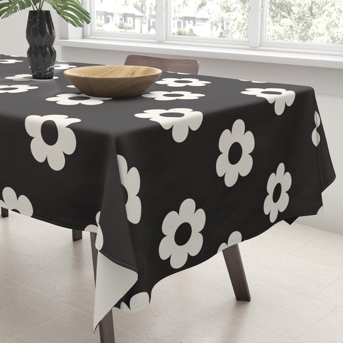 Black and White Daisy Flower Tablecloth Gallery Image 3