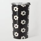 Black and White Daisy Flower Travel Mug Gallery Image 2