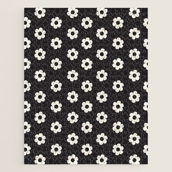 Black and White Daisy Flower Jigsaw Puzzle Gallery Image 1