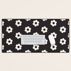 Black and White Daisy Flower Desk Mat Gallery Image 1
