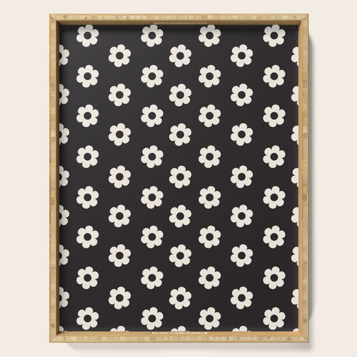 Black and White Daisy Flower Serving Tray Gallery Image 1