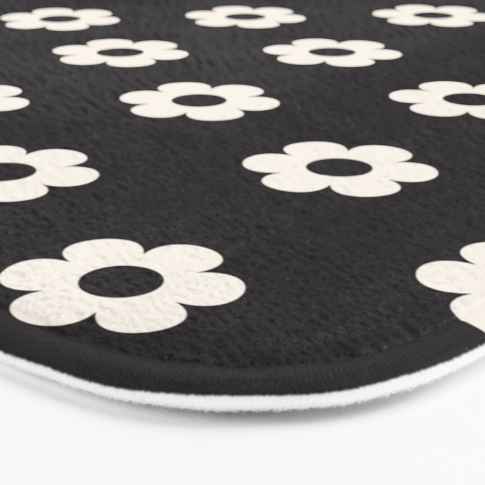 Black and White Daisy Flower Bath Mat Gallery Image 3
