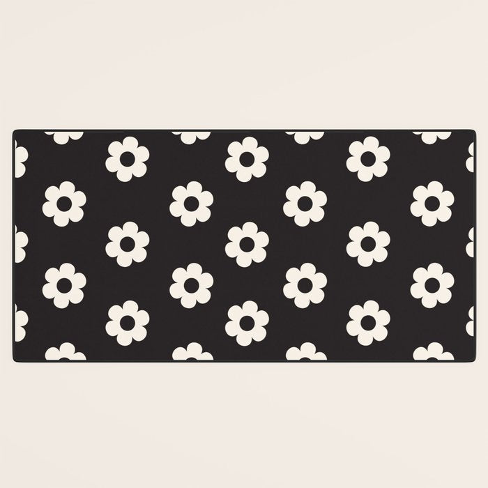 Black and White Daisy Flower Desk Mat Gallery Image 3