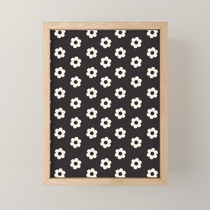 Black and White Daisy Flower Mini Art Print Gallery Image 1
