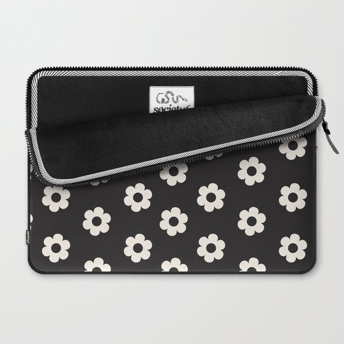 Black and White Daisy Flower Laptop Sleeve Gallery Image 2