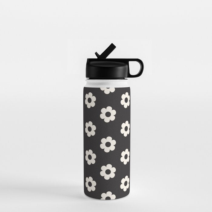 Black and White Daisy Flower Water Bottle Gallery Image 1