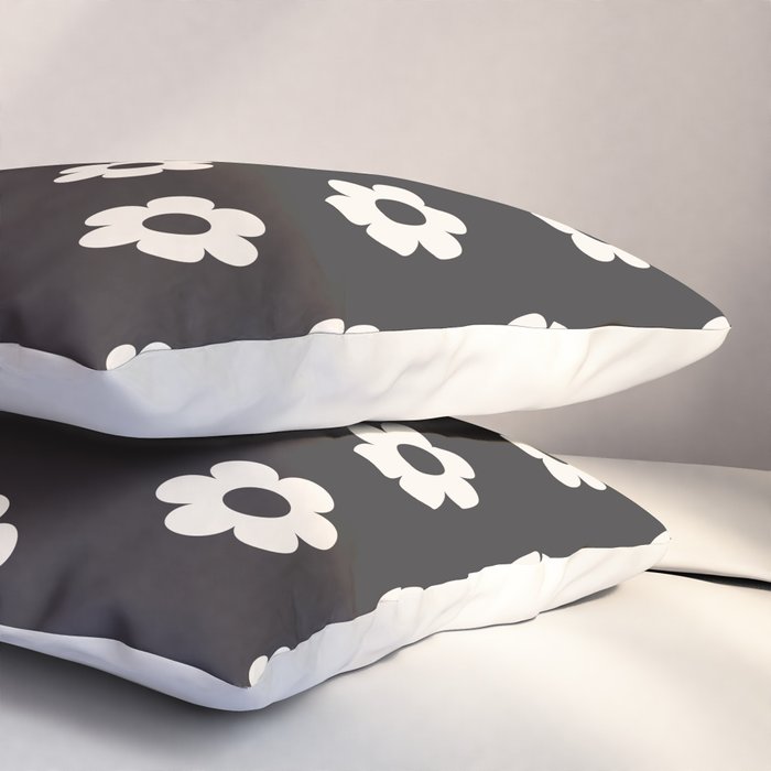 Black and White Daisy Flower Pillow Sham Gallery Image 3