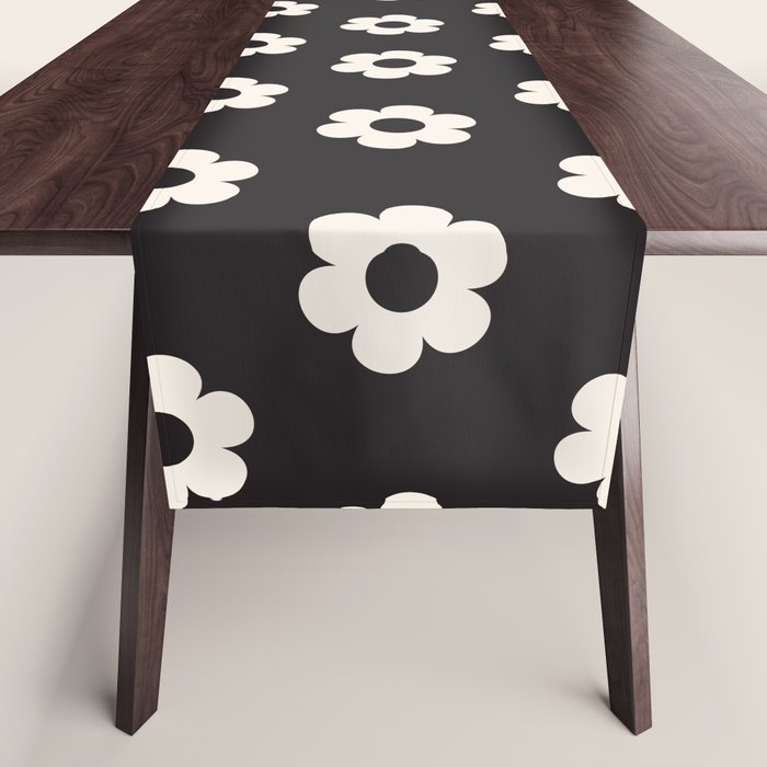 Black and White Daisy Flower Table Runner Gallery Image 1