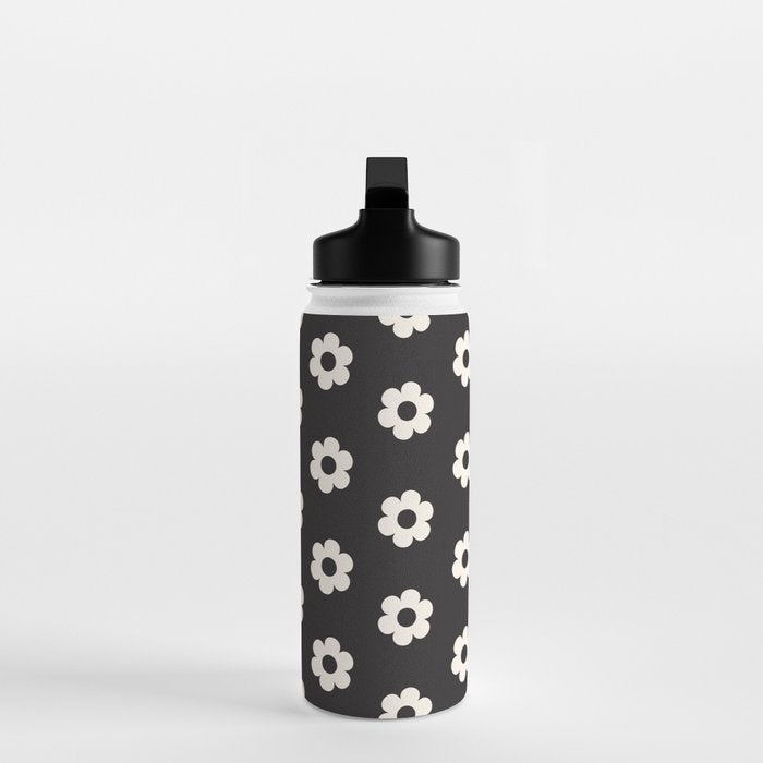 Black and White Daisy Flower Water Bottle Gallery Image 3