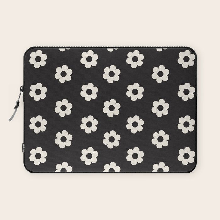 Black and White Daisy Flower Laptop Sleeve Gallery Image 1