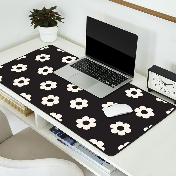 Black and White Daisy Flower Desk Mat Gallery Image 2