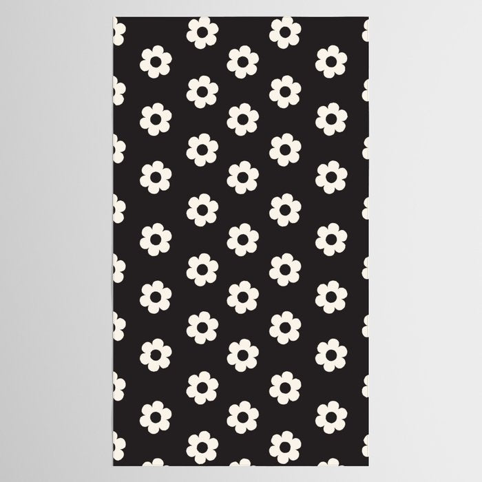 Black and White Daisy Flower Tablecloth Gallery Image 2