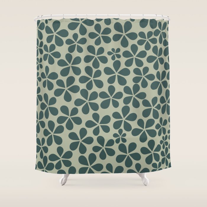 Daisy Florets 07 Green Shower Curtain Gallery Image 1