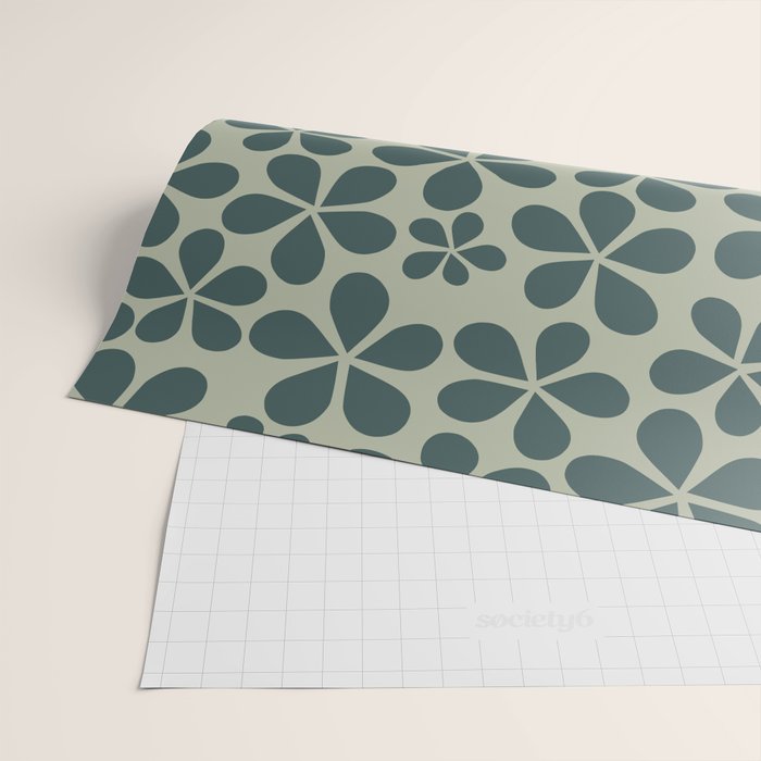 Daisy Florets 07 Green Wrapping Paper Gallery Image 2