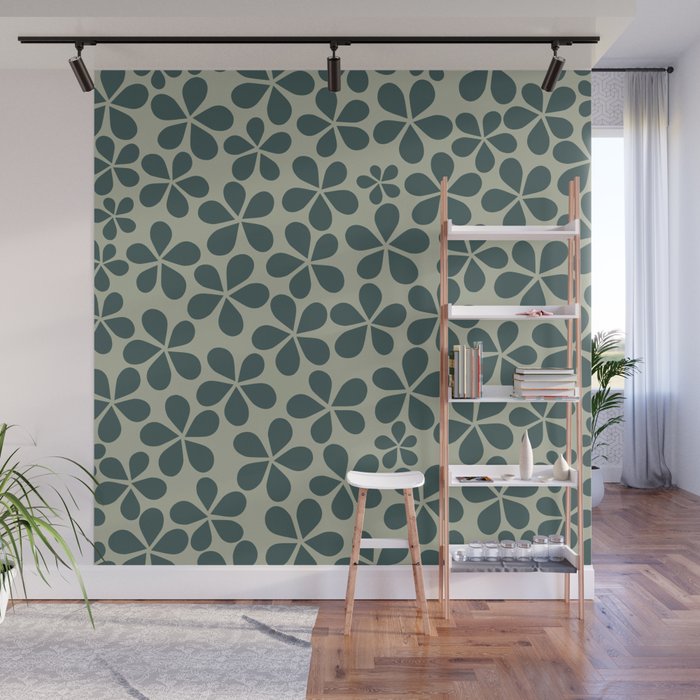 Daisy Florets 07 Green Wall Mural Gallery Image 1