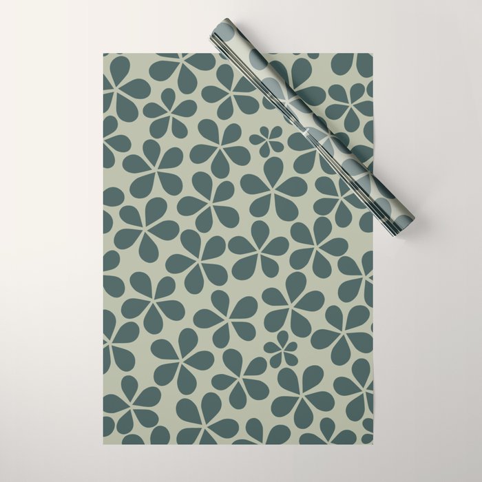 Daisy Florets 07 Green Wrapping Paper Gallery Image 1