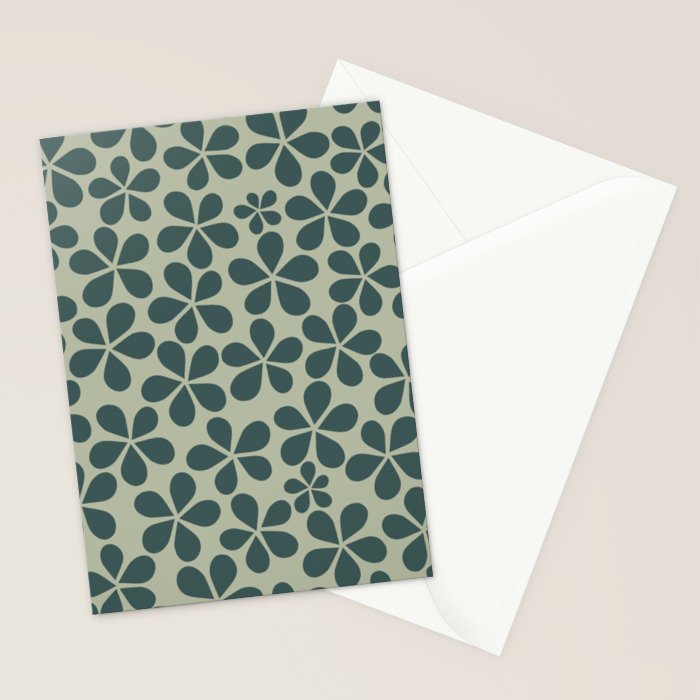 Daisy Florets 07 Green Stationery Card Gallery Image 2