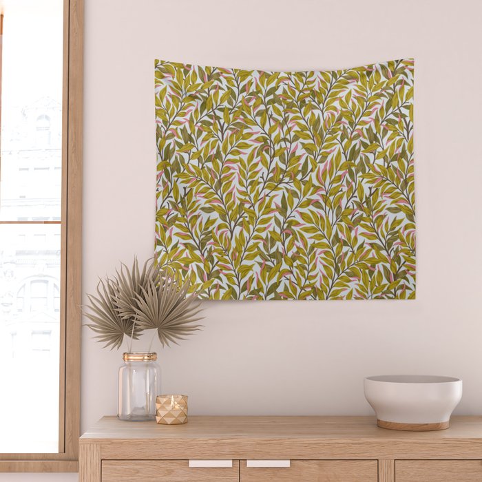 Autumn Botnica Foliage in Green Wall Tapestry Gallery Image 2